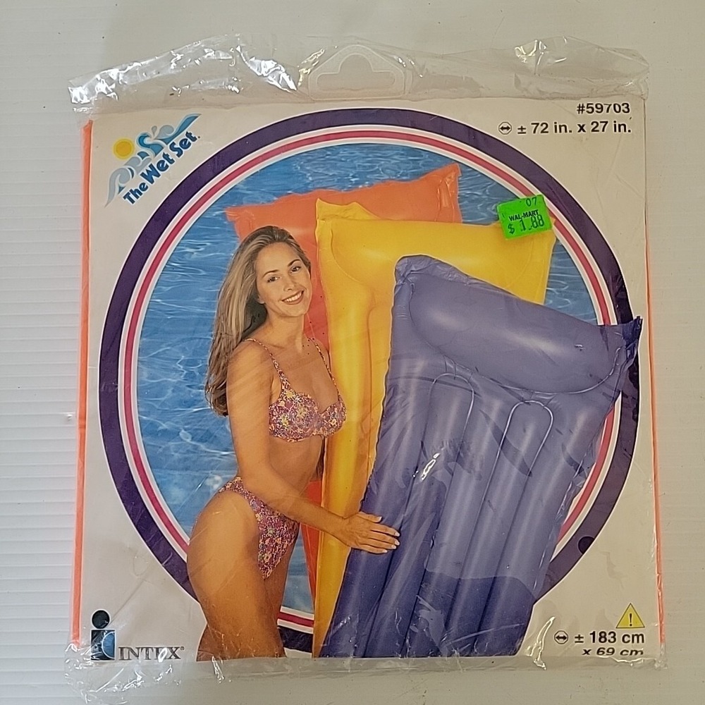Vintage 1999 Intex Wet Set 72" x 27" Pool Float‎ Lounge Red Air Mat Mattress
